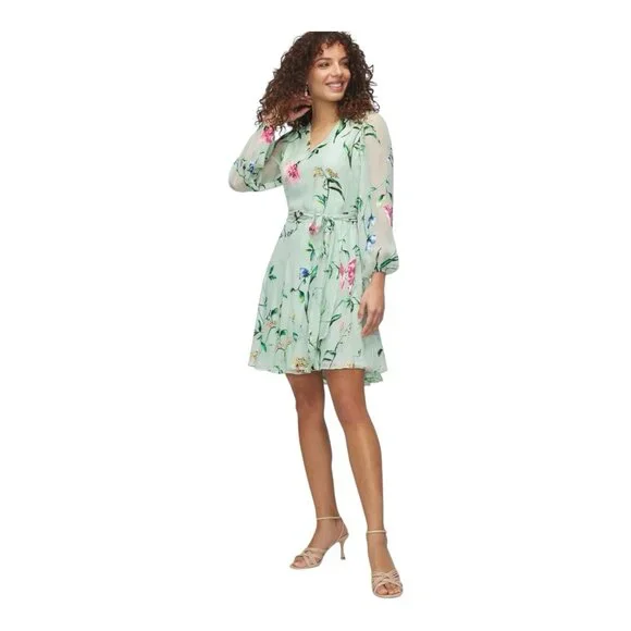 knee length dresses for ladies Bebe Women's Rib Long Sleeve Godet Dress main image 0